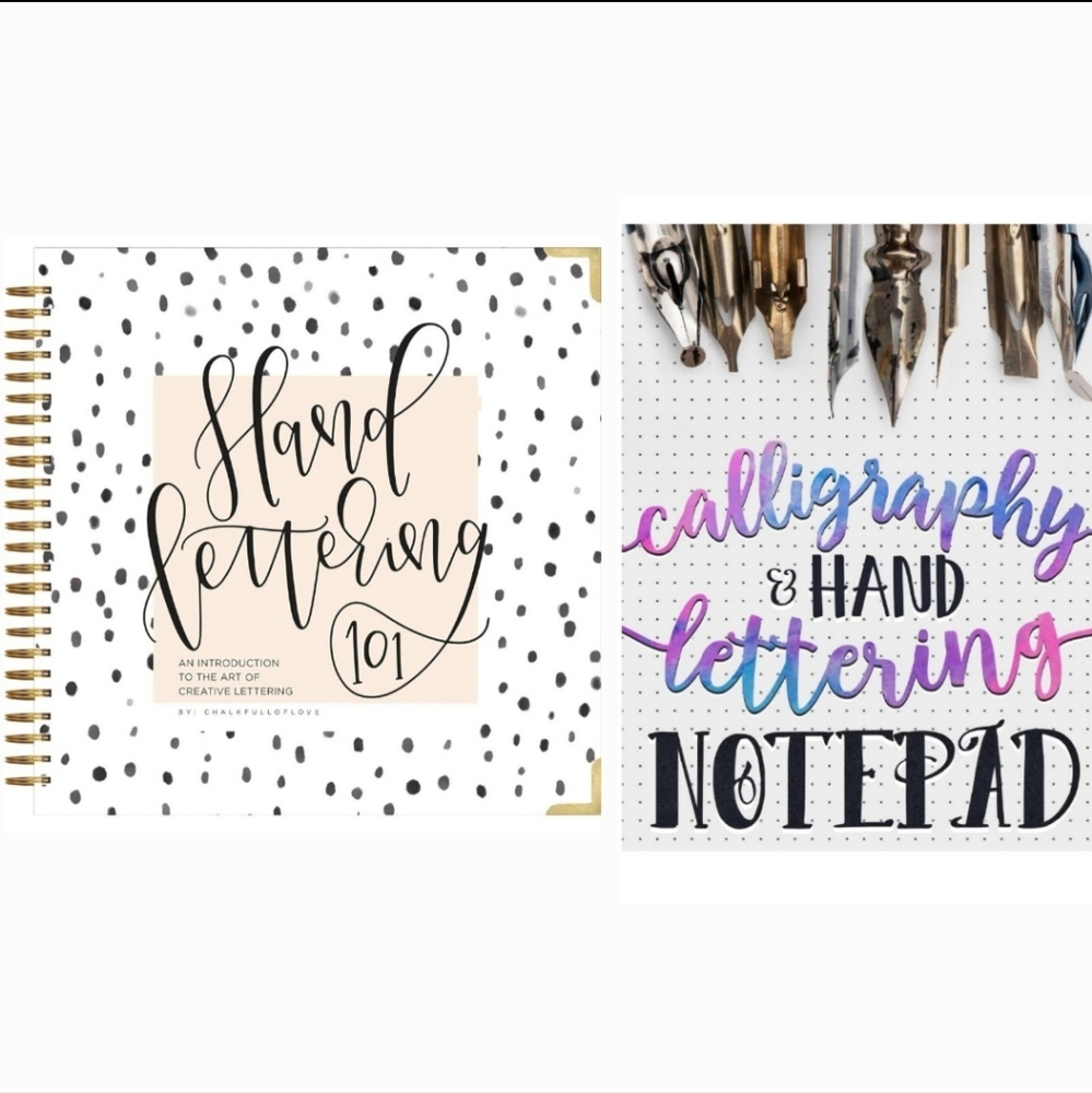 Hand Lettering Beginners Workbook and Calligraphy & Hand Lettering Notepad NEW